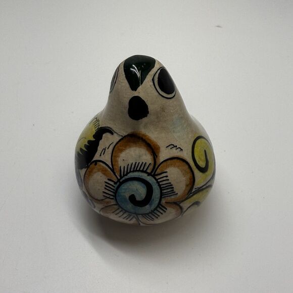 Vintage Tonala Mexico Ceramic Pottery Hand Pained Glazed Bird Signed Figurine - Picture 2 of 8